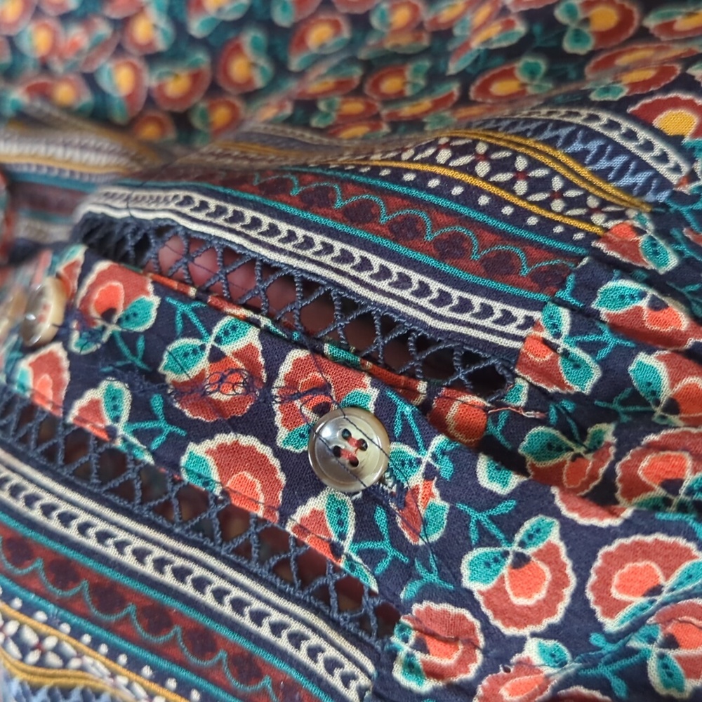 ANTHRO I Blue Motif Janie Flounced Peasant Ruffled Peplum Blouse Top by Maeve, 4 - Picture 11 of 16
